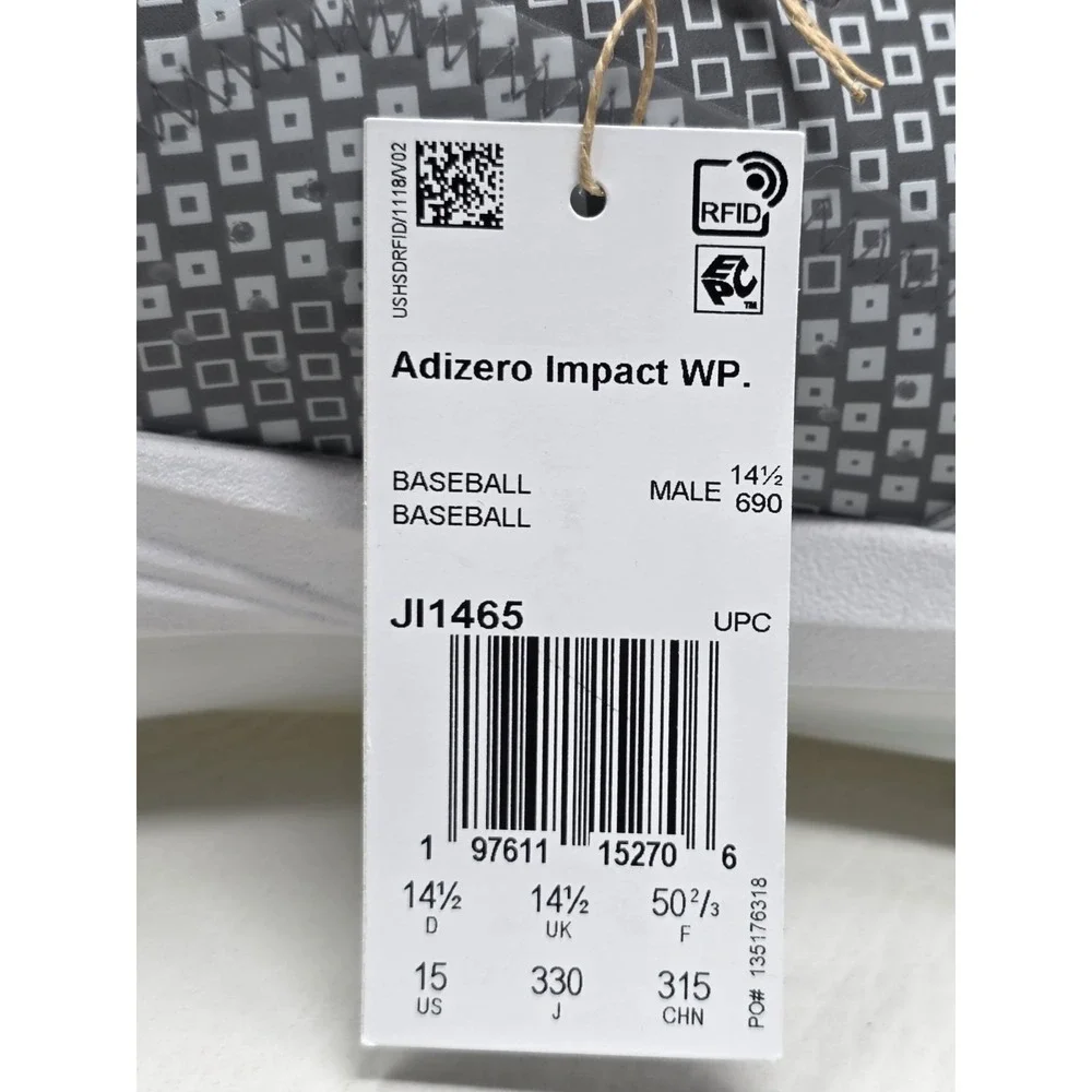 Adidas Adizero Impact WP Gray Metal Baseball Cleats JI1465 Mens Size 15 NEW